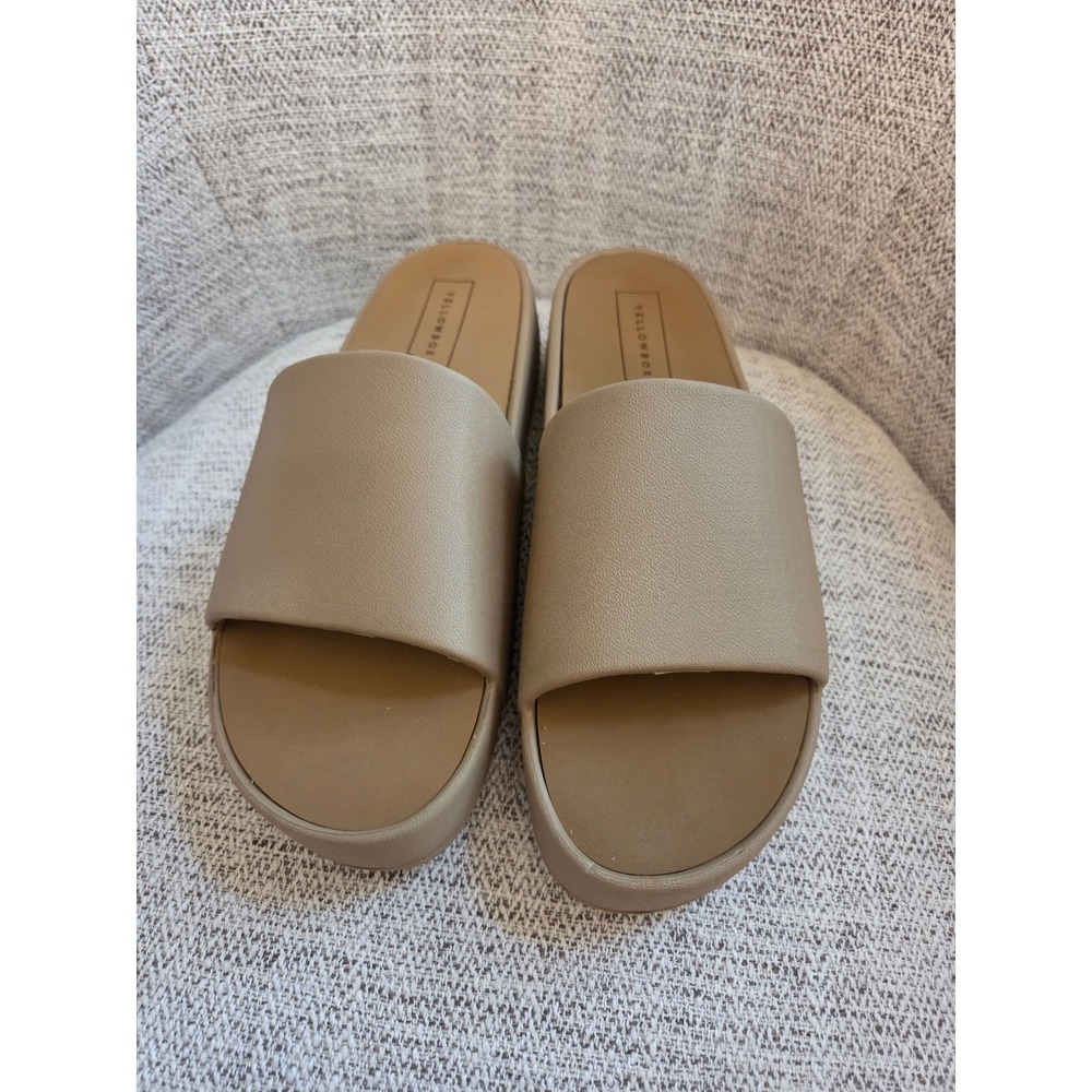Yellow Box Womens Platform Slide Sandals Taupe Tan Chunky Sole Size 9 - Picture 1 of 5